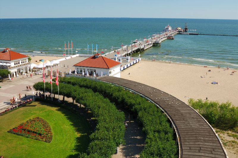 View of Sopot Beach including the wooden pier.